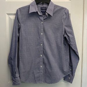 Chaps Classic Blue and White Checkered Button Down, Medium
